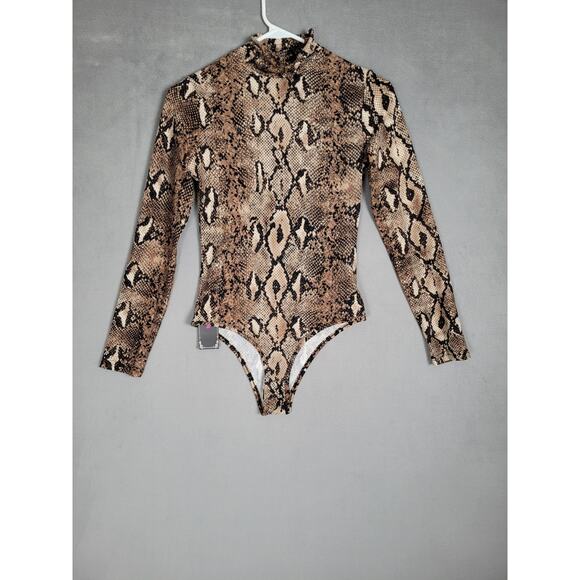 Queen.M Womens Turtleneck Bodysuit Top Long Sleeve Bodycon Jumpsuit XSMALL - Picture 3 of 8